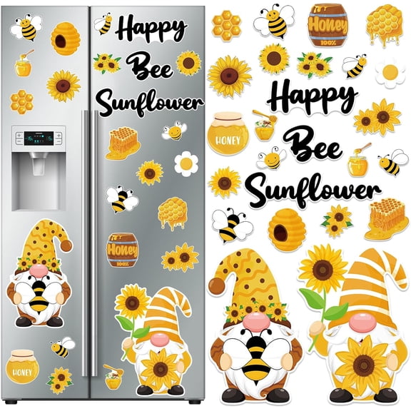 UCEI 25 Pcs Bee Sunflower Gnome Fridge Magnets Large Spring Magnetic Stickers