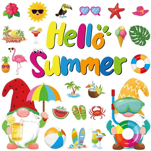 UCEI 25 Pcs Hello Summer Fridge Magnets Large Beach Gnome Magnetic Stickers
