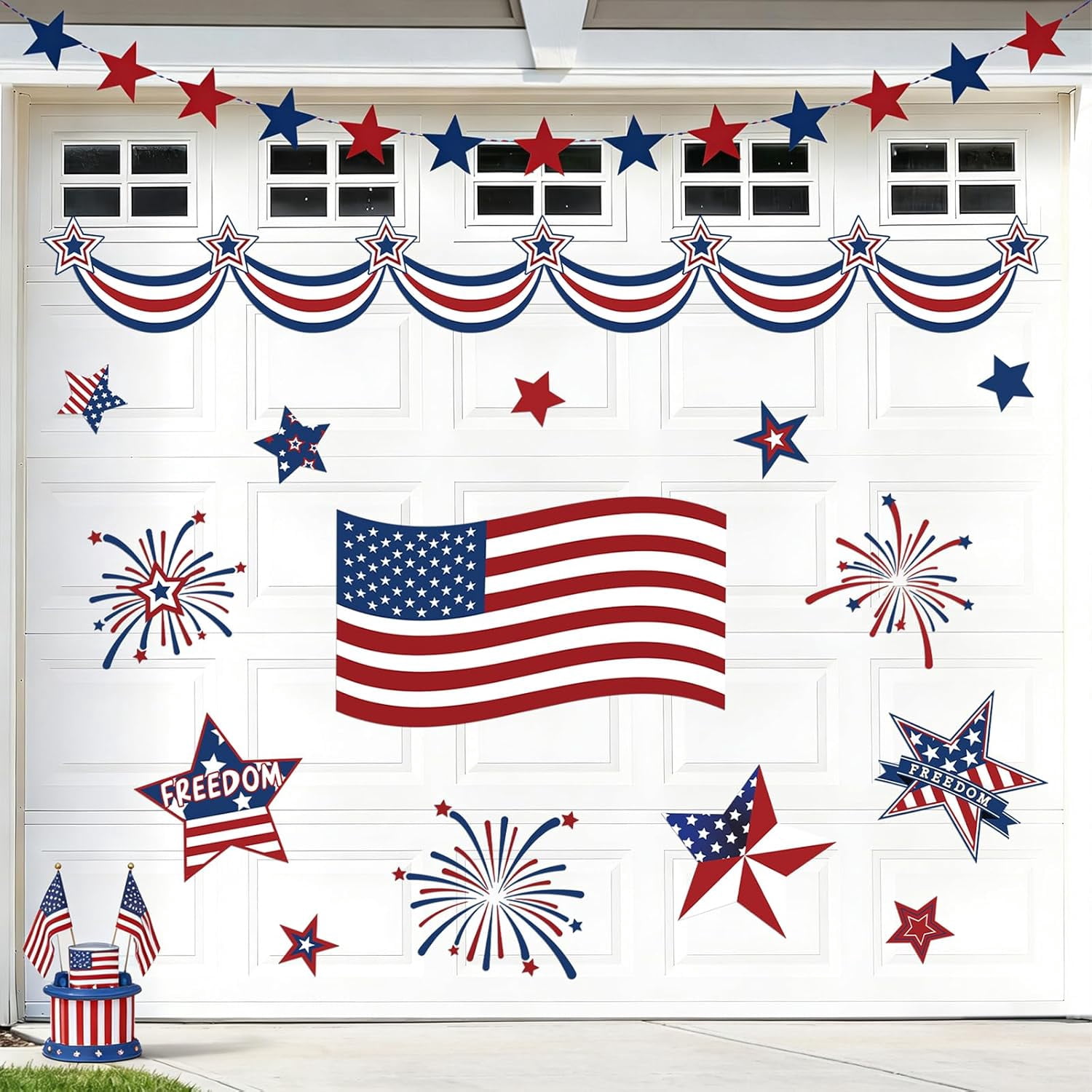 UCEI 4th of July Garage Door Magnets, Patriotic American Flag Magnetic Decor Set