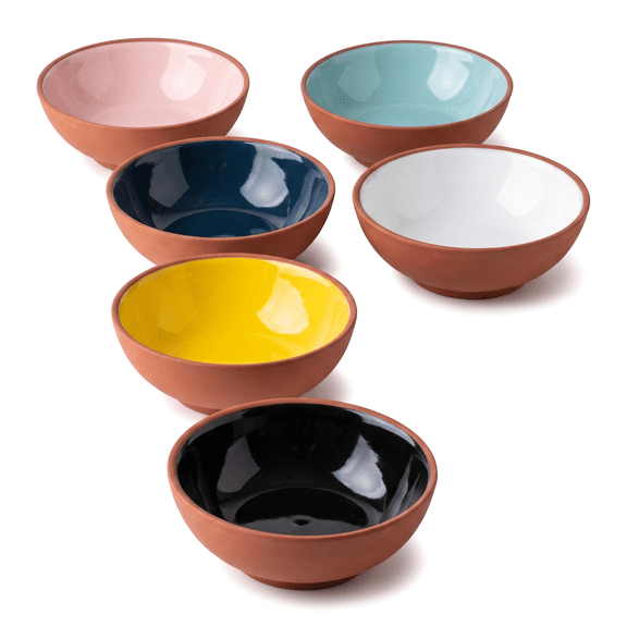 UCEI 6 Piece Ceramic Dipping Bowls Set Colorful Glazed Terracotta Small Sauce Bowls For Snacks And Party Serving
