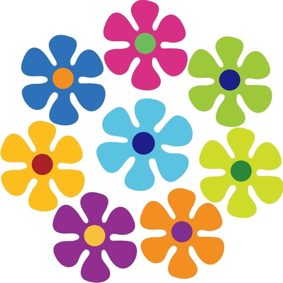 UCEI 8 Pcs Retro 70s Flower Car Magnets Boho Floral Sticker Set 4 Inch