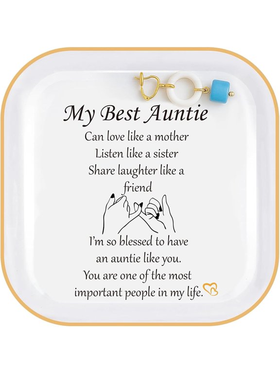 My Best Auntie Ceramic Ring Dish Can Love Like A Mother Listen Like A Sister Jewelry Tray Gold Trim Sentimental Gift For Aunt Birthday Mothers Day