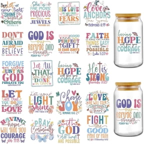 UCEI Bible Verse Transfer Stickers 20 Pack Waterproof Christian Faith Decals For Mugs Cups Jars