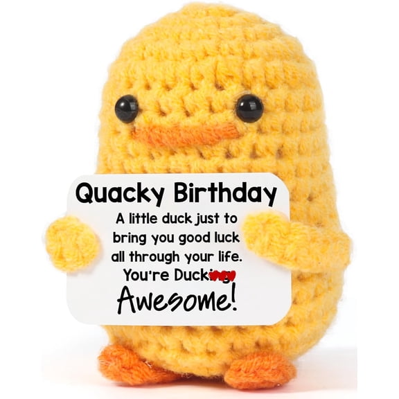 UCEI Birthday Gifts for Women Men - Quacky Birthday, You are Awesome Happy Funny Thanksgiving Christmas Stocking Stuffers Crochet Duck for Him Her Teen Boys Girls Sister Best Friends Female Coworkers