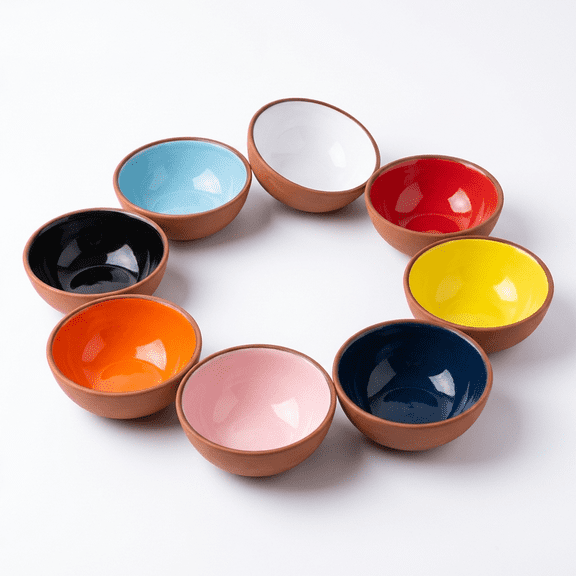 UCEI Ceramic Dipping Bowls Set of 8, Small Terracotta Sauce Bowls with Colorful Glazed Interior, 3.35" Condiment Bowls for Snacks, Party Serving, Stackable Design