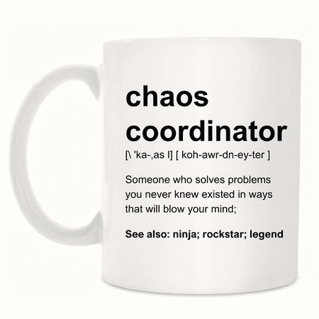 UCEI Chaos Coordinator Coffee Mug Funny Gift 11oz Ceramic Cup for Mom Teacher Boss Office