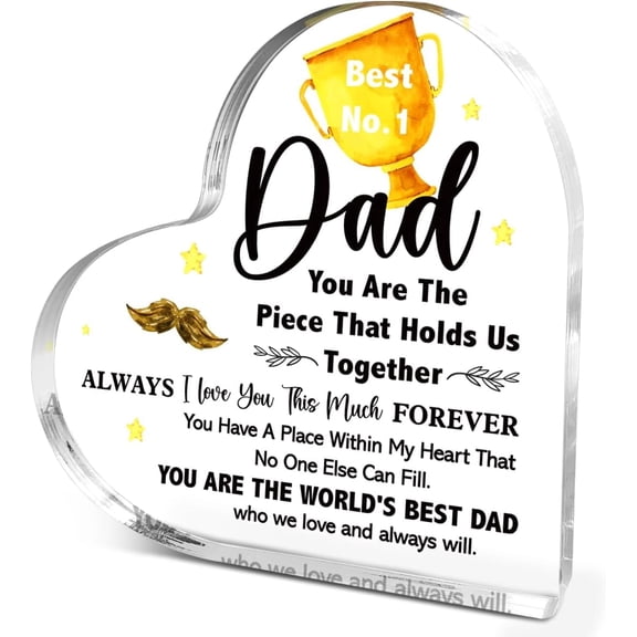 UCEI Clear Acrylic Heart Best Dad Keepsake Plaque 4.5"