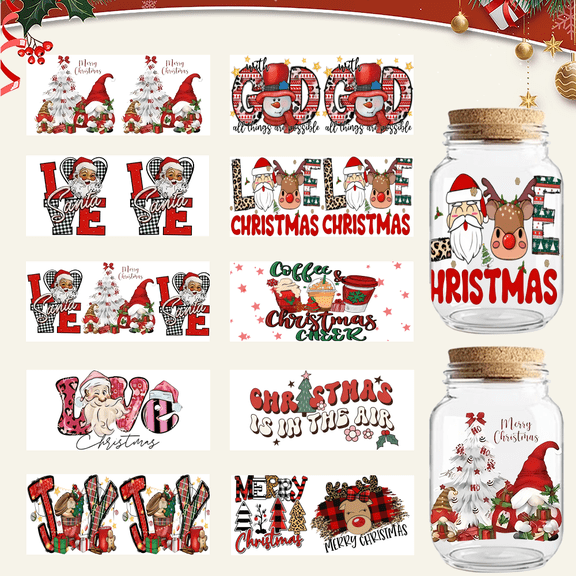 UCEI Coffee & Quotes Christmas UV DTF Cup Wraps 10 Pack Transfer Stickers
