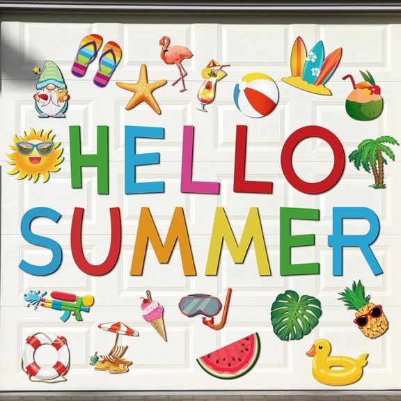 UCEI Colorful Summer Fridge Magnets Jumbo Hello Summer Letter Decals 30 Pcs