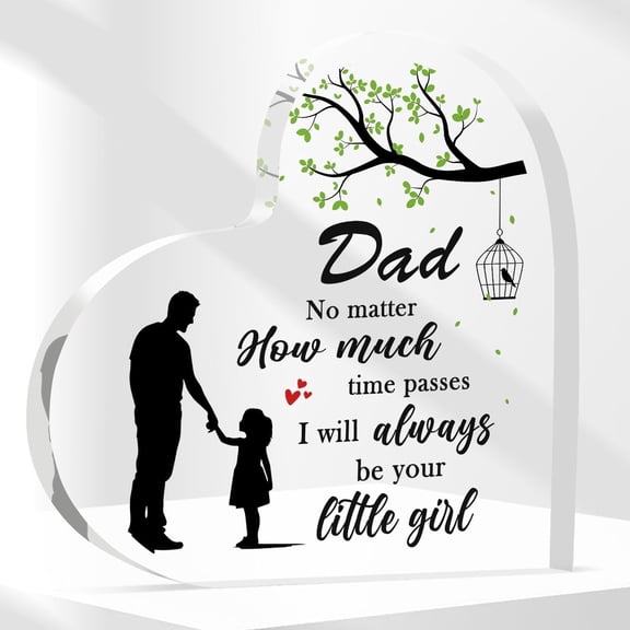 UCEI Dad Gift from Daughter Heart Acrylic Plaque 3.9 Inch Little Girl Quote Father Day Birthday Keepsake Decor