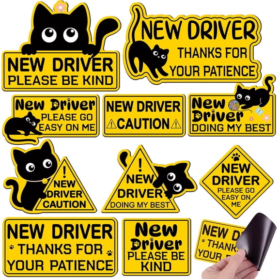 UCEI Funny Student Driver Magnetic Stickers 10 Pcs Yellow Warning Car Signs