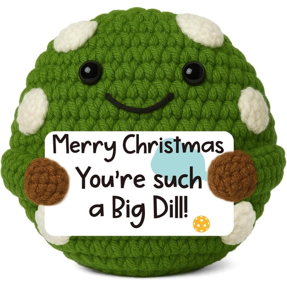 UCEI Handmade Crochet Christmas Pickle Plush Gift 3 Inch Big Dill Holiday Desk Decor