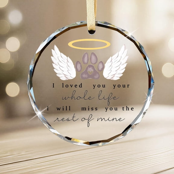 UCEI Memorial Gifts for Pet, Bereavement Gifts Loved You Your Whole Life I Will Miss You The Rest of Mine Ornament, Crystal Glass in Memory of Loved One Pet Dog Cat, Gifts for Loss Dog Cat Lovers