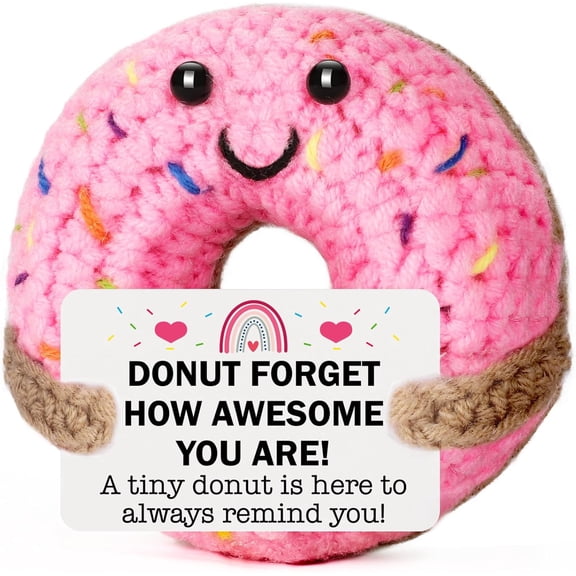 UCEI Mini Crochet Donut Encouragement Gift Positive Message Card 3.1 Inch