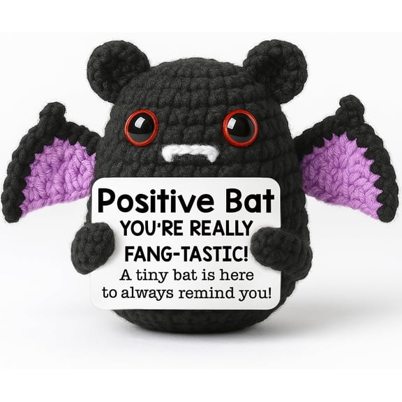 UCEI Mini Emotional Support Bat Crochet Plush Toy Positive Gift Black Purple