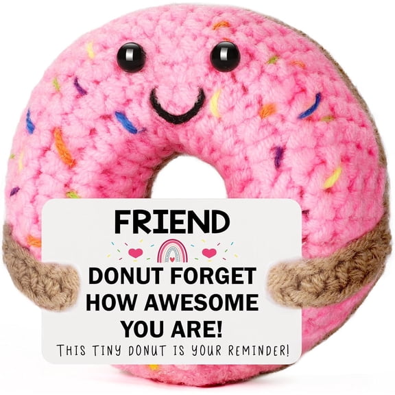 UCEI Pink Donut Plush Toy Friendship Gift with Card for Women Girls