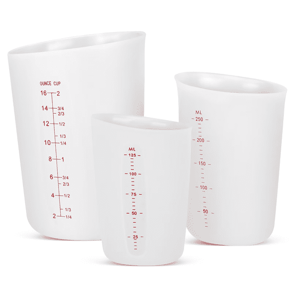 UCEI Silicone Measuring Cups 3 Pack Flexible Pour Spout Ladles for Kitchen Use Baking 500ml 250ml 125ml