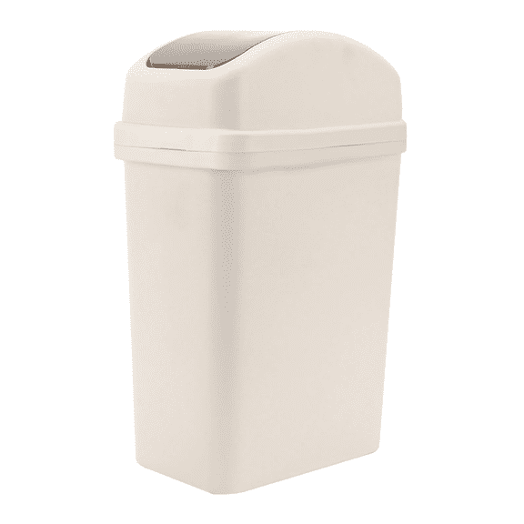 UCEI Small Trash Can with Swing Lid 2.7 Gallon Bathroom Dustbins Beige Waste Basket 32cm