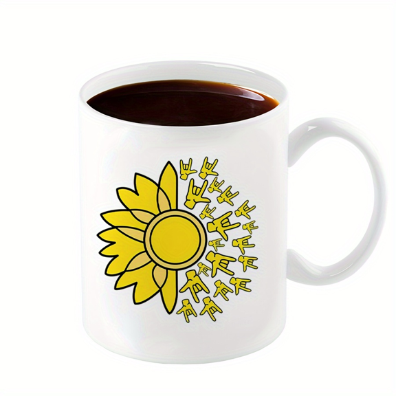 UCEI Sunflower ASL I Love You Coffee Mug 11 Oz Ceramic Cup White