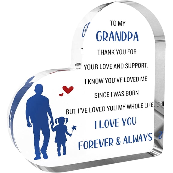UCEI To My Grandpa Acrylic Heart Keepsake Plaque Gift 4.5"
