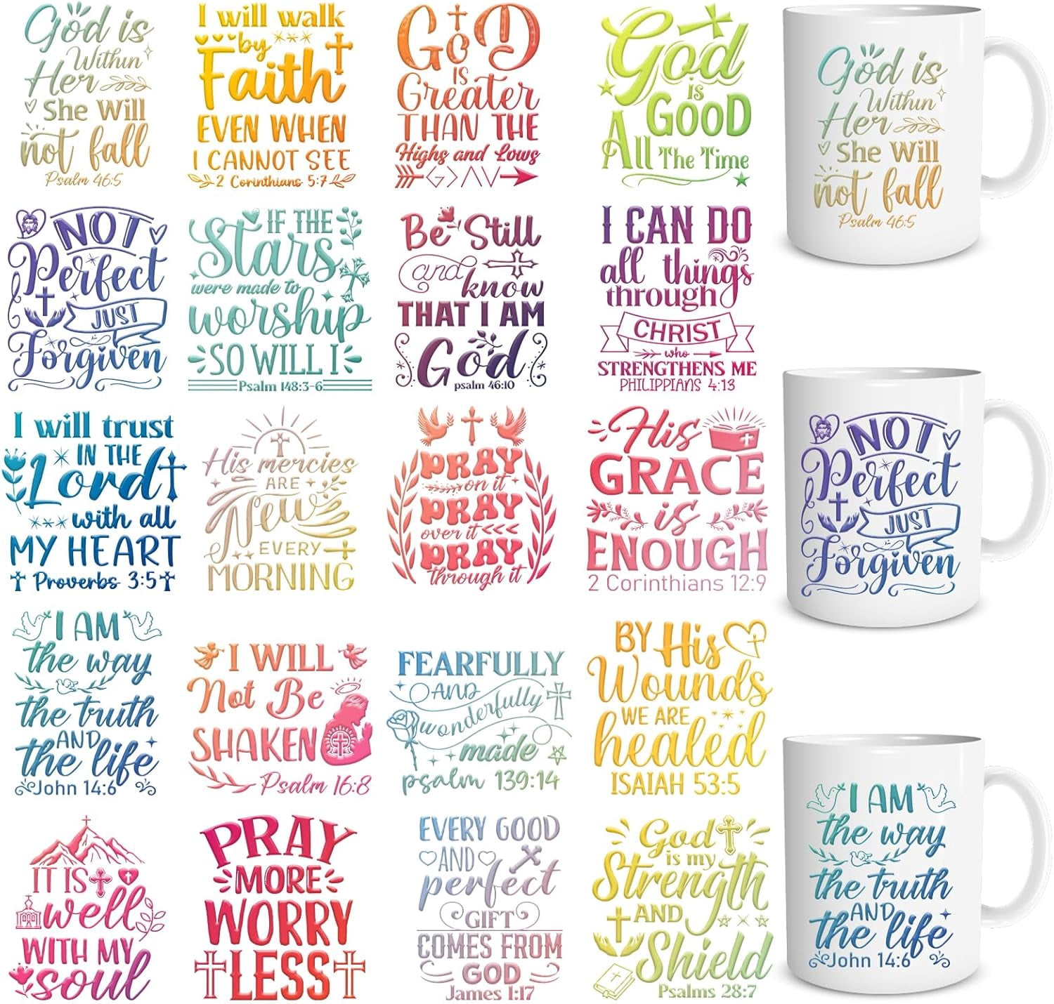 UCEI UV DTF Transfer Stickers 20 Pack Christian Bible Verse Decals ...