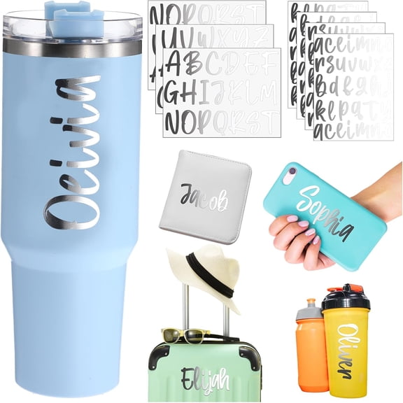UCEI Waterproof Vinyl Letter Stickers 6 Sheets Custom Name Decals for Tumblers Water Bottles Laptops