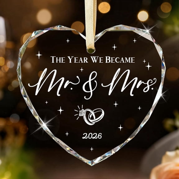 UCEI Wedding Gifts for Couples, Crystal Glass Bridal Shower Gifts for Bride, Wedding Present for Newlyweds, The Year We Became Mr and Mrs Ornaments, Newlyweds Married Ornament 2026