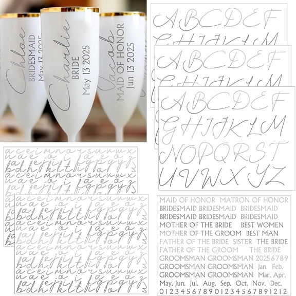 UCEI Wedding Vinyl Stickers 6 Pack Bridesmaid Champagne Glass Decals
