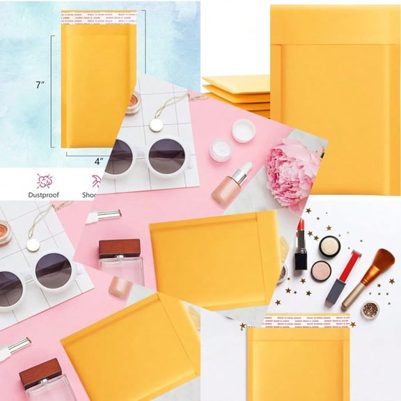 UCGOU Kraft Bubble Mailers 4x8 Inch 50 Pack Usable Size 4x7 Inch Yellow Padded Envelopes 000 Small Busin Mailing Packages Self Sealing Tear Resistant Boutique Bulk Mail Shipping Bags