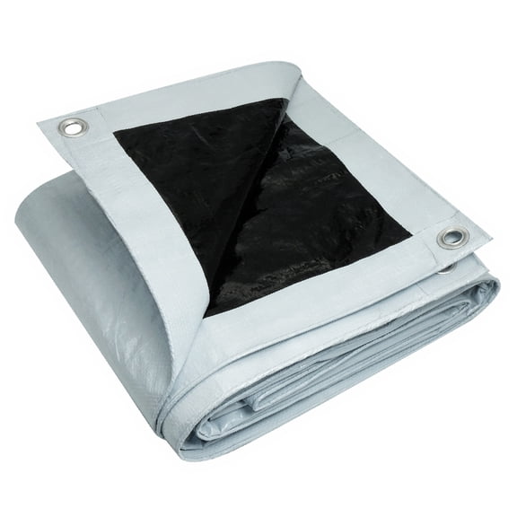 UCINNOVATE 10' x 10' Heavy Duty Waterproof White/Black Reversible Tarp, Durable 14 Mil Tarp Cover with Grommets, UV Resistant Reinforced Ground Sheet Cover for Garden Patio Lawn Greenhouse or Boat