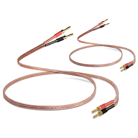 UCINNOVATE 13AWG Speaker Cable with Banana Plugs, 2 Pack 3m/9.8FT HiFi Speaker Wire with Gold-Plated Banana Tips, Male to Male Audio Wire for Audiophile Speakers, AV Receiver