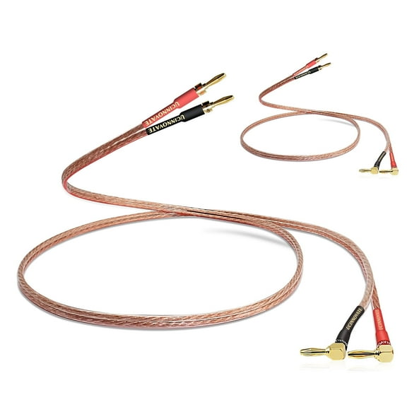 UCINNOVATE 2 Pack 13 AWG Speaker Wire with Banana Plugs, HiFi Speaker Cable with Gold-Plated Right Angle to Banana Plug Audio Cord for Audiophile -3m / 9.8FT