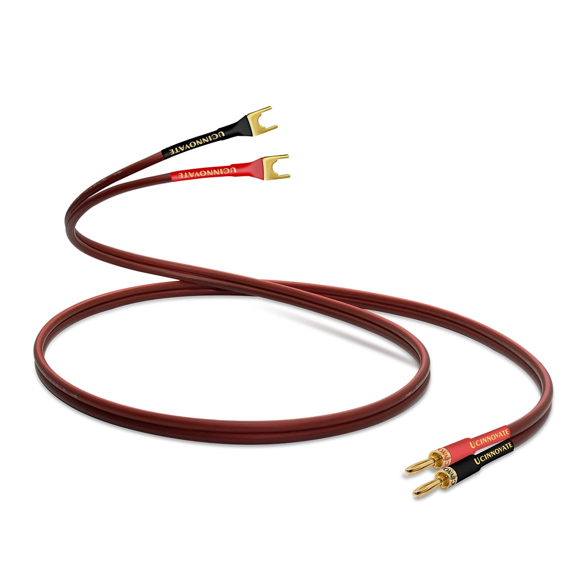 UCINNOVATE HiFi Lautsprecherkabel 2x3m - 14AWG OFC Mit Vergoldeten Bananensteckern