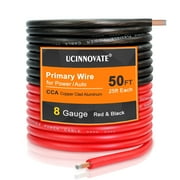 UCINNOVATE 8 Ga Wire 50ft CCA Wire, (25ft Black+25ft Red) Automotive Wire Car Audio Battery Cable, Power/Ground Wire, Marine, Welding Cable, Electrical Wire Audio Wiring for Speaker Amp