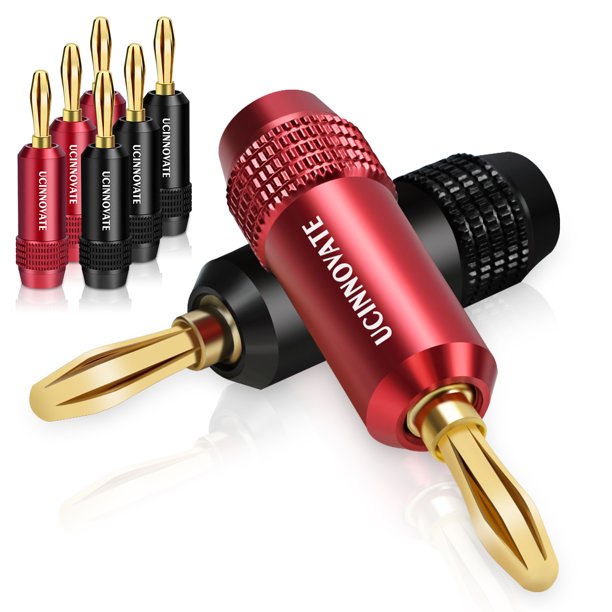 8PCS Gold Plated Spade Banana Plug Audo Speaker Cable Connector