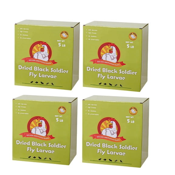 UCM GROUP 20LB Dried Black Soldier Fly Larvae for Chicken, Poultry, Wild Birds,100% Natural Non-GMO, No Additives, Treat, More Calcium Chicken Treats Than Mealworms,4 Packs