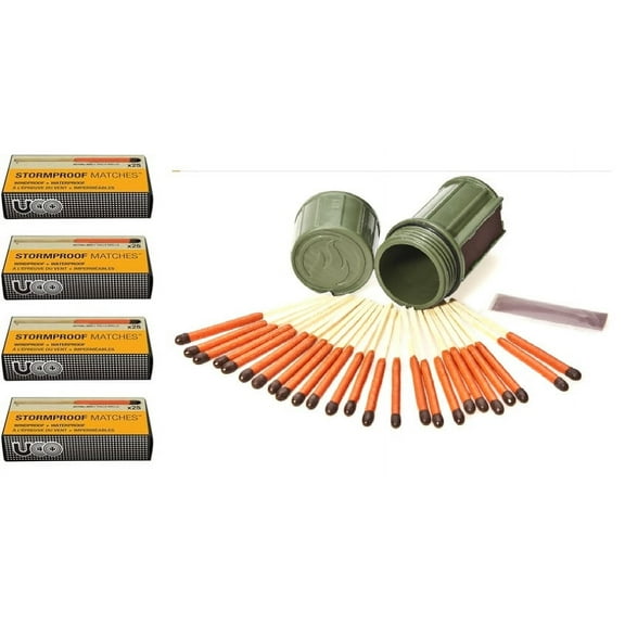 UCO Stormproof Match Kit (Green) Plus 4 Refill Packs of 25