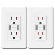 UCOMEN 2-Pack High-Speed USB Wall Outlet with Tamper-Resistant Receptacles, 3.4A Total Output, and Dual USB Ports - Efficient and Safe Charging Upgrade