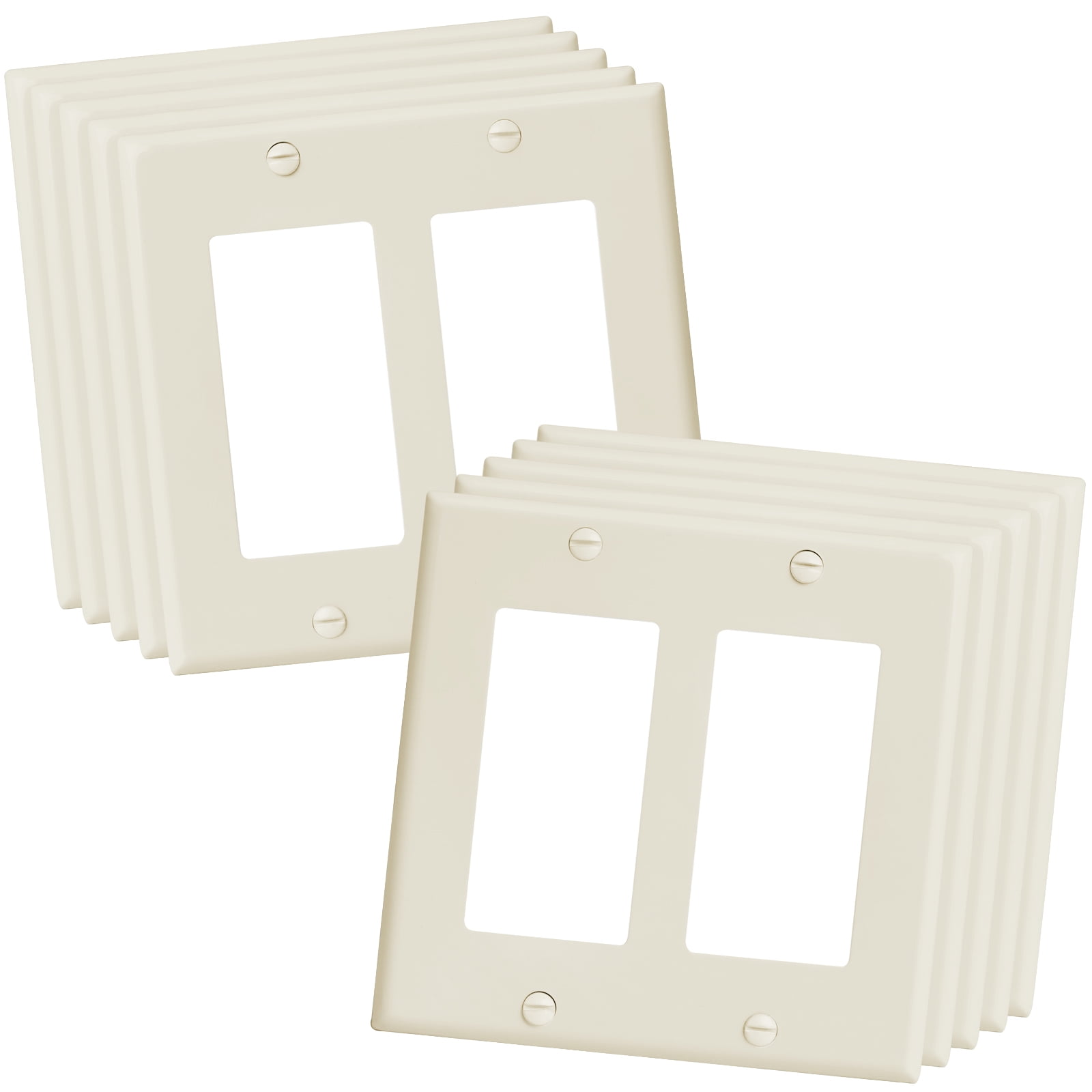 Decorator Wall Plate, Almond 2Gang, Standard Size, 10 Pack for