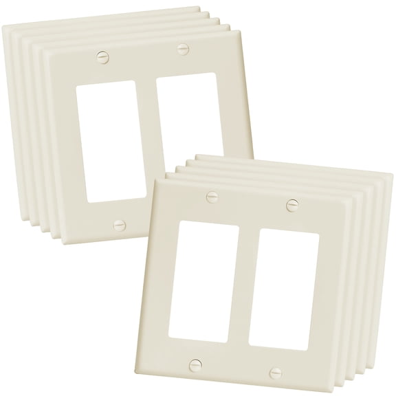 UCOMEN Decorator Wall Plate, Almond 2-Gang, Standard Size, 10 Pack for Outlets, Receptacles, Light Switches & More