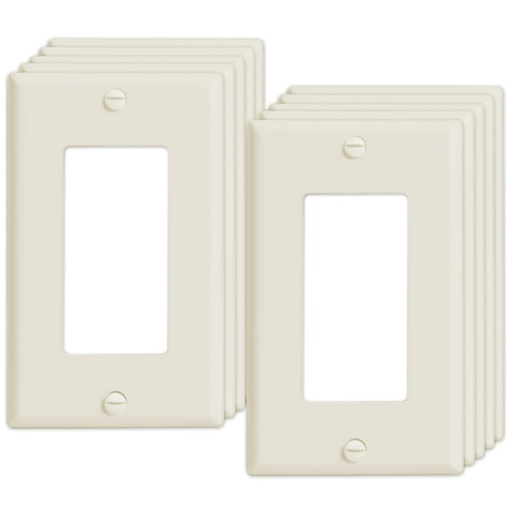 UCOMEN Decorator Wall Plate, Standard Size 1 - Gang  for Outlet, Receptacle, Light Switch, Dimmer etc, 4.57” X 2.8”, Almond 10 Pack