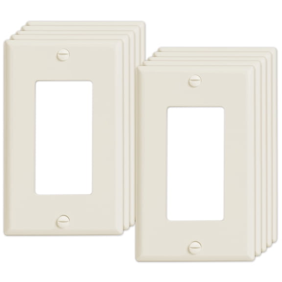 UCOMEN Decorator Wall Plate, Standard Size 1 - Gang  for Outlet, Receptacle, Light Switch, Dimmer etc, 4.57” X 2.8”, Almond 10 Pack