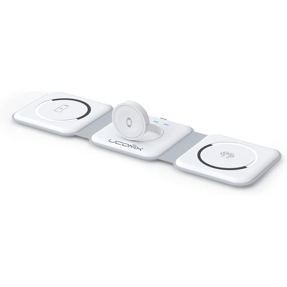 UCOMX Nano 3 in 1 Wireless Charger Magnetic Foldable Adapter Included - White