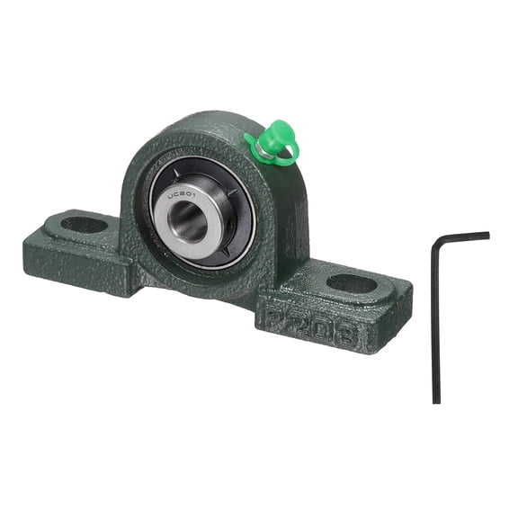 UCP201 Pillow Block Bearings, 12mm Bore Self Alignment, Solid Cast Iron Base, Chrome Steel Flange Mounted Pillow Block Ball Bearing, (ABEC3)