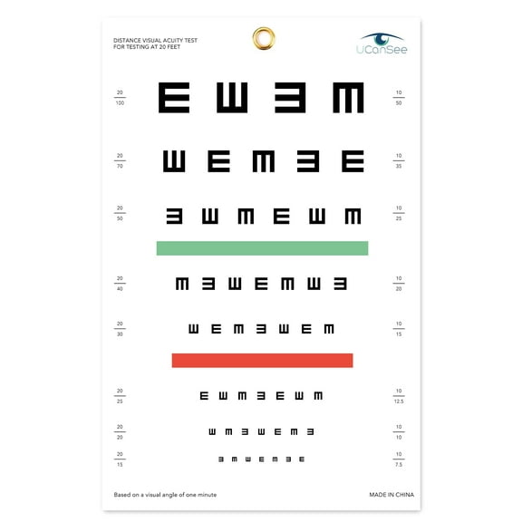 UCanSee E Eye Chart Visual Acuity Chart 14x9 in