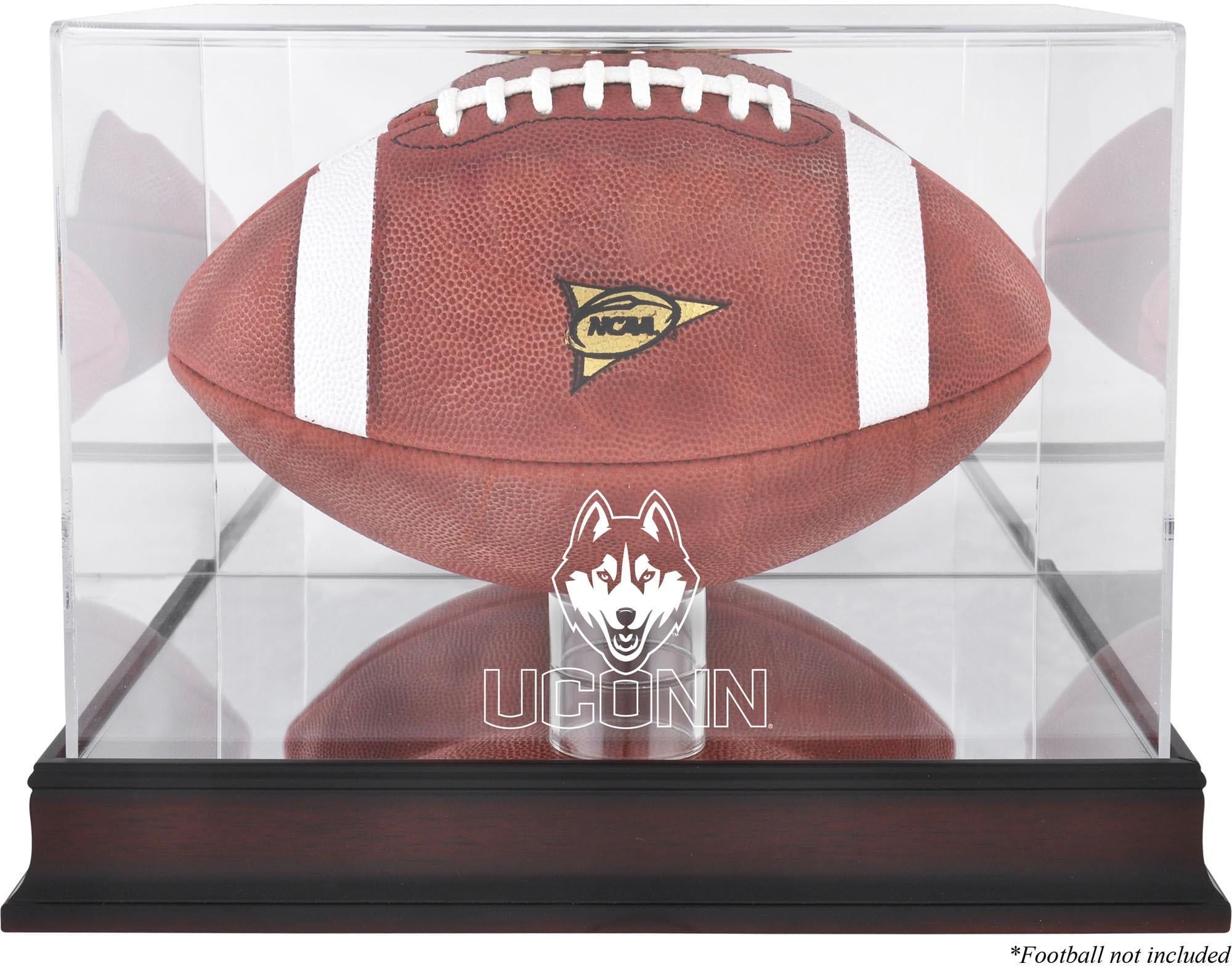 UConn Huskies Mahogany Base Logo Football Display Case with Mirror Back