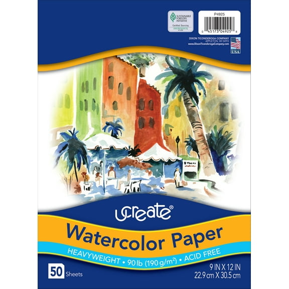 UCreate Fine Art Paper - White - Recycled - 10% - 9" x 12" - 90 lb Basis Weight - Vellum - 50 / Pack - SFI | Bundle of 5