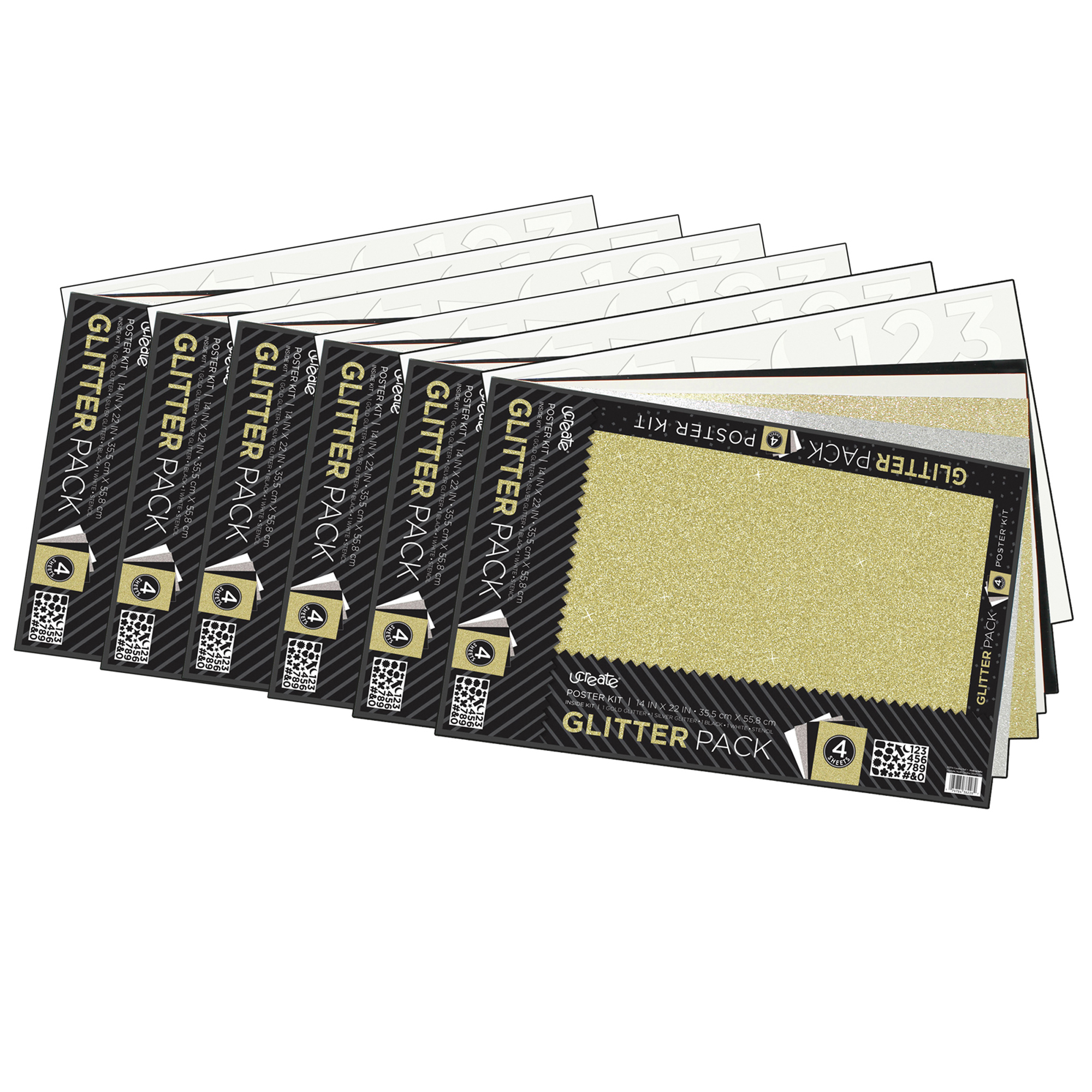 UCreate™ Glitter Poster Boards, 14" x 22", 5Piece Kit, 6 Kits
