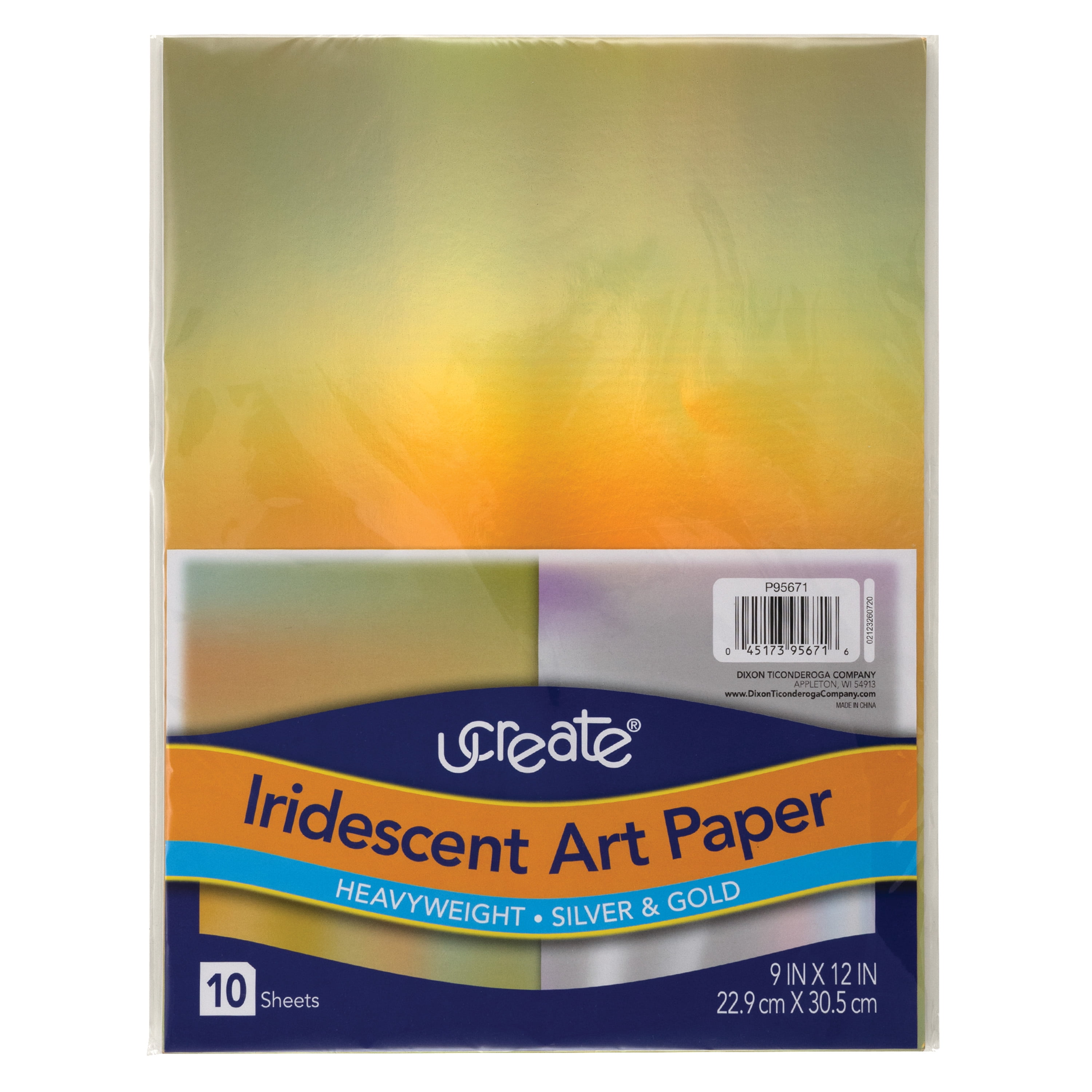UCreate Iridescent Art Paper, 9 in x 12 in, Heavyweight, Silver & Gold