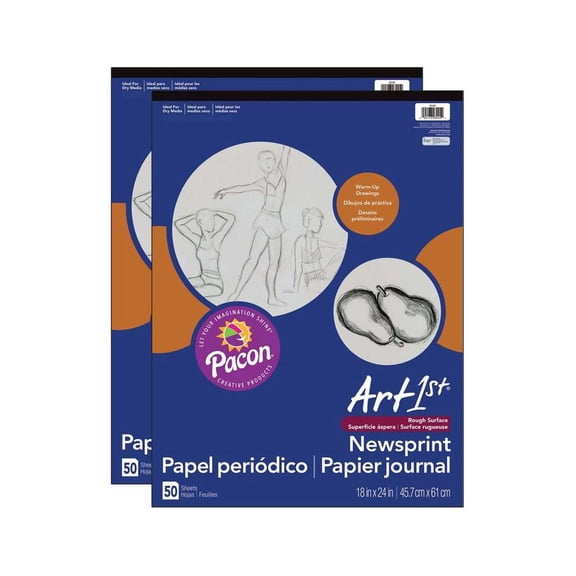 UCreate Newsprint Pad, White, 18" x 24", 50 Sheets, Pack of 2